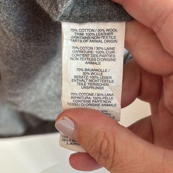 J. Crew Gray wool flannel Button-Down Shirt Brown leather Elbow Patches men’s LG - Picture 8 of 9